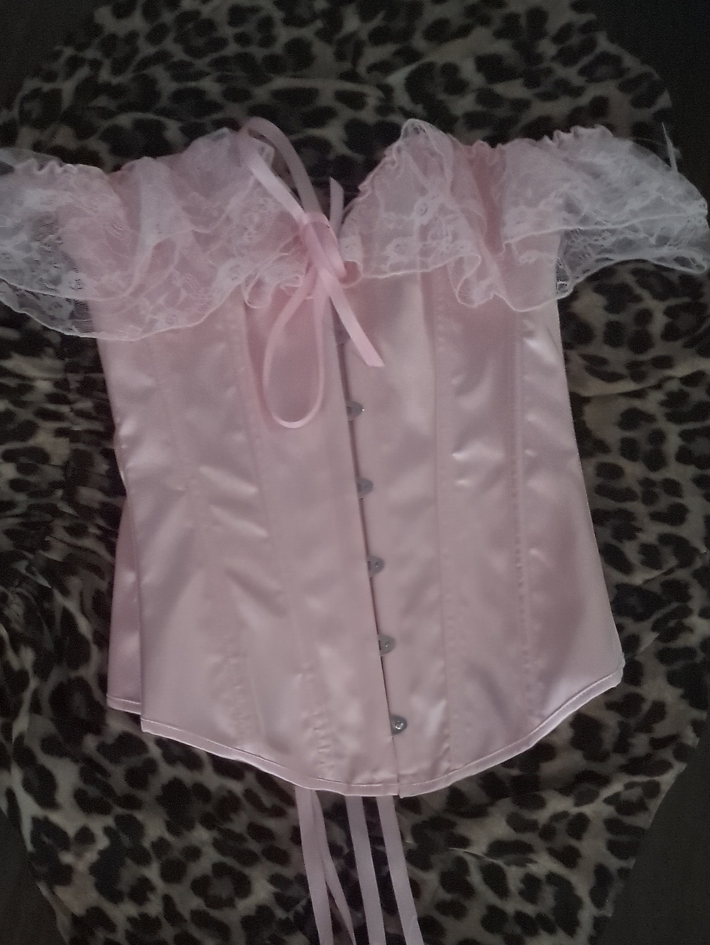 Delicate Pink Lace Off-Shoulder Corset Top